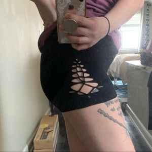 Hand tied braided yoga shorts